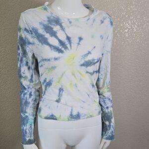 Good Luck Gem Blue and White Fitted Long Sleeve Tee